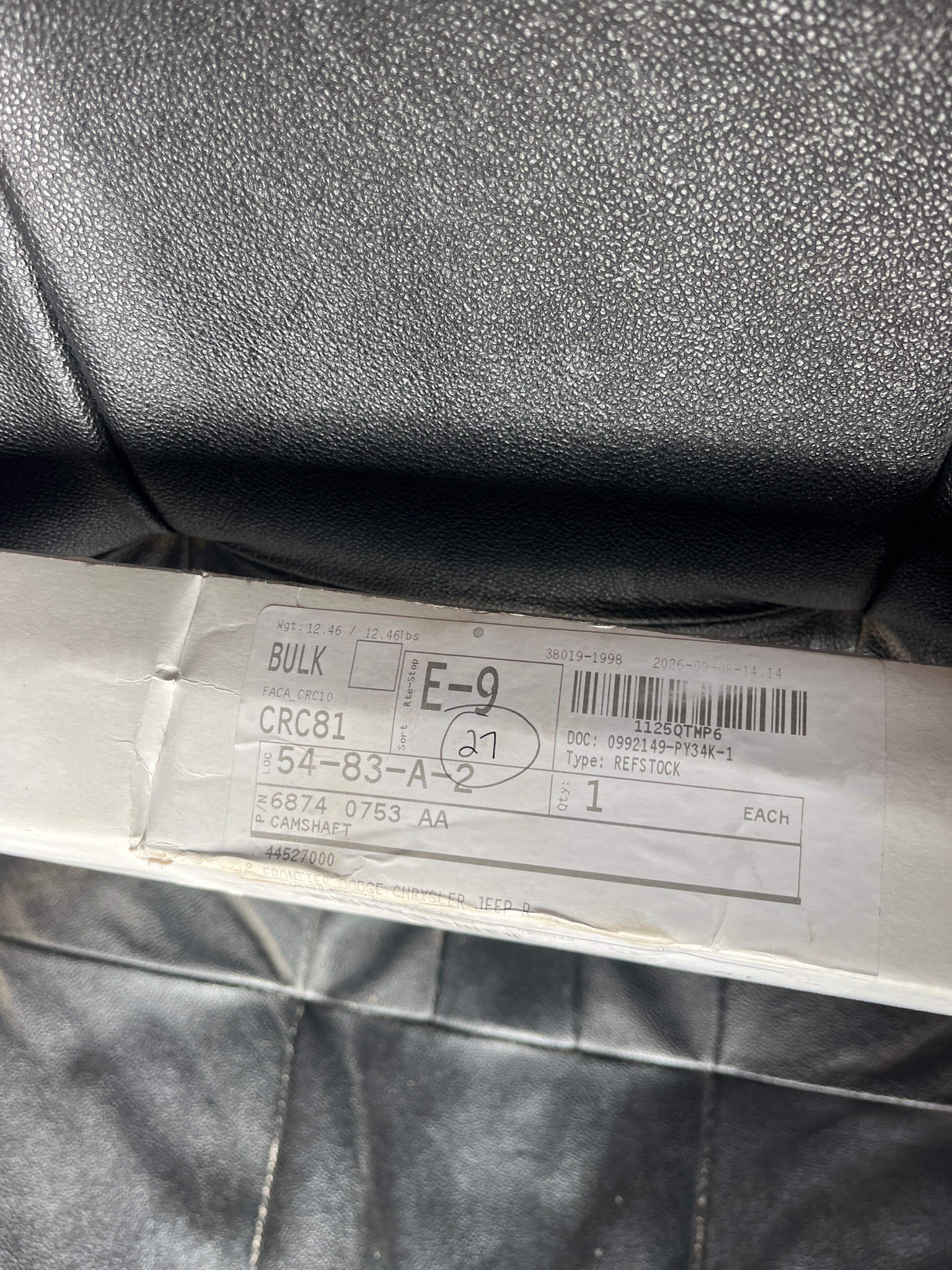 Submitted photo of Automotive Part Packaging Label (unverified)