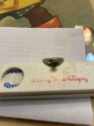 Filigree Ring with Green Stone