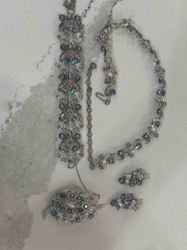 Vintage Iridescent Rhinestone Parure (Necklace, Bracelet, Earrings, Brooch)