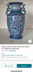 Chinese Porcelain Pastel Rose Flowers Vase
