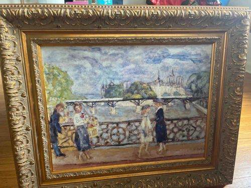 Parisian Riverside Scene Painting