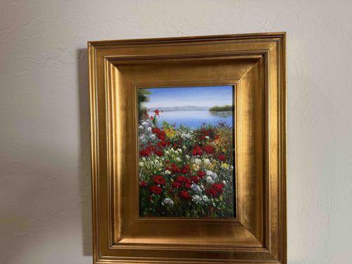 Impressionistic Floral Landscape in Gilt Frame