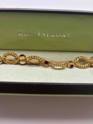Ross-Simons Gold-Tone Bracelet with Red Accents