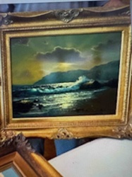 Seascape Oil Painting in Ornate Gilt Frame