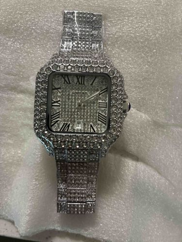 Iced Out Cartier Santos-Dumont Style Watch