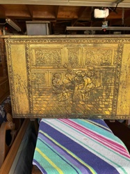 Embossed Metal Coffer with Figural Scene