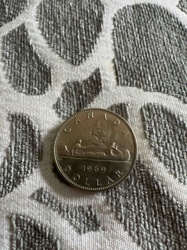 1969 Canadian Dollar Coin (Voyageur design)