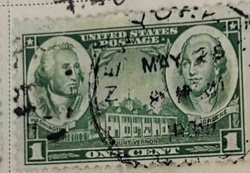 United States 1 Cent Commemorative Stamp (Washington - Greene, Mount Vernon)