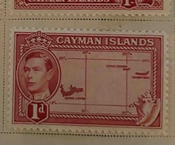 Cayman Islands 1d Postage Stamp featuring King George VI