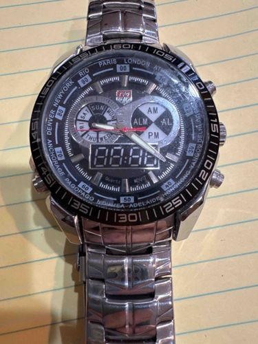 Tvy / TVG Dual-Display Ana-Digi Stainless Steel Sports Watch