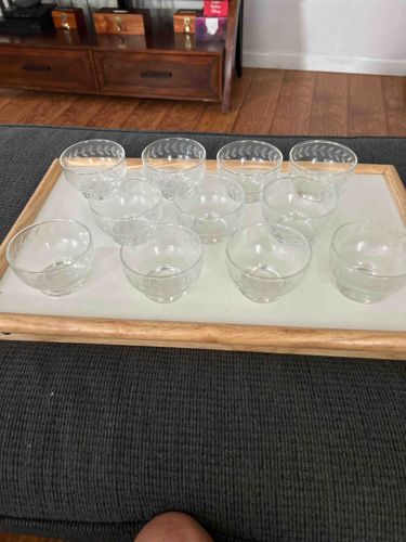 Set of Twelve Etched Glass Bowls