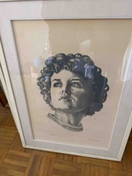 Framed Lithograph of a Woman's Bust