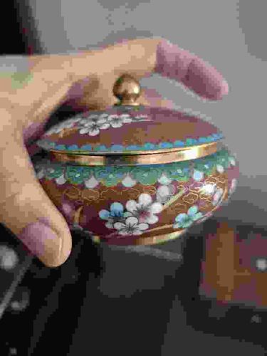 Vintage Chinese Cloisonné Enamel Covered Ginger Jar