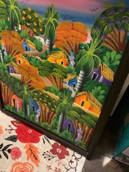 Colorful Folk Art Village Landscape Painting