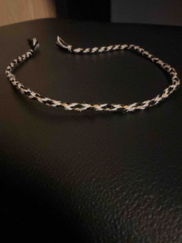 Handmade White, Black, and Gold Humikimo Bracelet