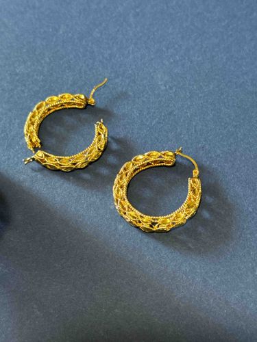 Ornate Gold-Toned Filigree Hoop Earrings