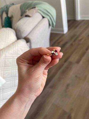 Vintage Opal and Ruby Cluster Ring