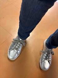 Silver Metallic Low-Top Sneakers