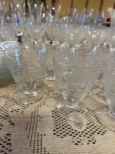Etched Glass Dessert Dishes / Sherbet Glasses