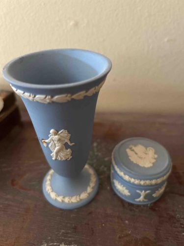 Wedgwood-Style Jasperware Vase and Trinket Box