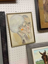 Framed Hand-Drawn Double Profile Portrait