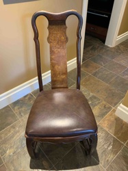 East Asian Style Carved Wood Chair with Upholstered Seat