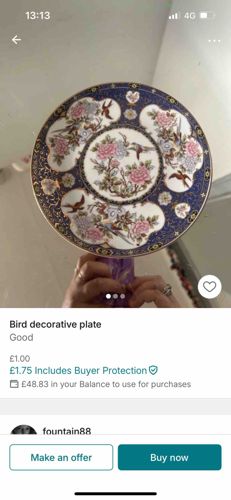 Bird and Floral Decorative Plate