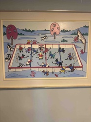 Animal Ice Hockey Scene Painting by E.B. Forsythe