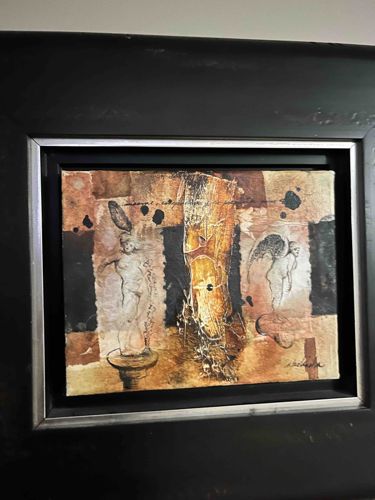 Contemporary Mixed Media Figurative Collage Painting