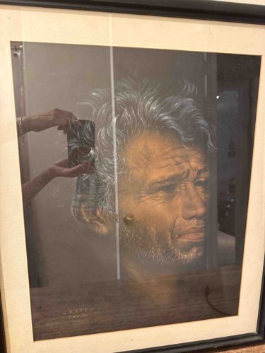 Edgar Leeteg 'Head of a Man' Oil on Black Velvet