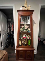 Wooden Curio Cabinet with Glass Display and Lower Storage