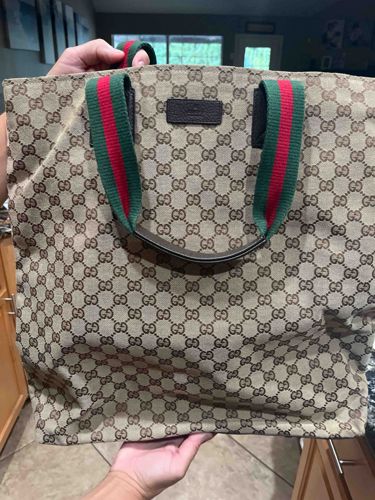 Gucci GG Monogram Canvas Web Stripe Tote Bag