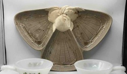Georges Briard Ceramic Faux Wicker Charcuterie Serving Plate with Fruit Motif