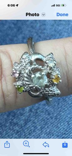Sterling Silver Multi-Gemstone Cluster Ring