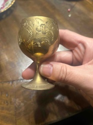 Engraved Brass Cordial Goblet