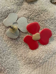 Pair of Enamel Flower Post Earrings