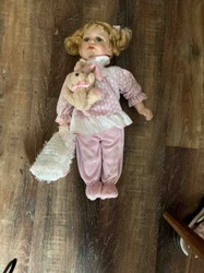 Porcelain "Pajama Girl" Doll with Teddy Bear