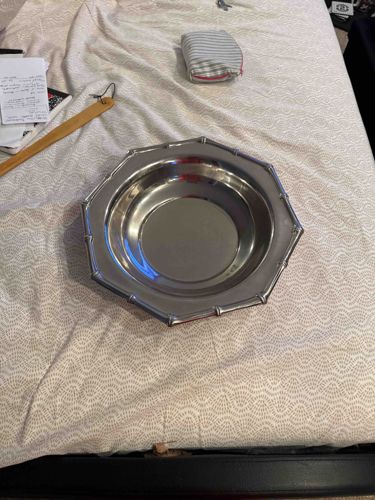 Silver-Plated Faux Bamboo Octagonal Serving Bowl
