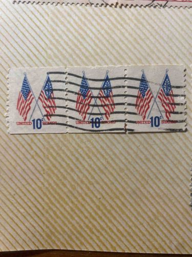United States 10 Cent Flag Definitive Postage Stamps, Strip of 6