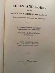 Rules and Forms of the House of Commons of Canada, Third Edition (1943)