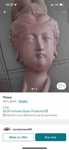 East Asian Style Terracotta Plaque of a Figure's Head
