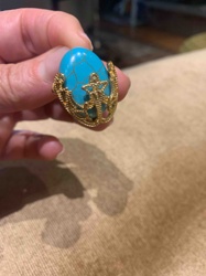Turquoise Cabochon and Filigree Earring