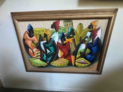 Folk Art Market Scene Painting