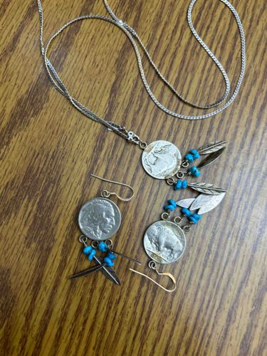 Buffalo Nickel and Turquoise Jewelry Set