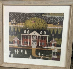 Folk Art Estate Scene with Figures
