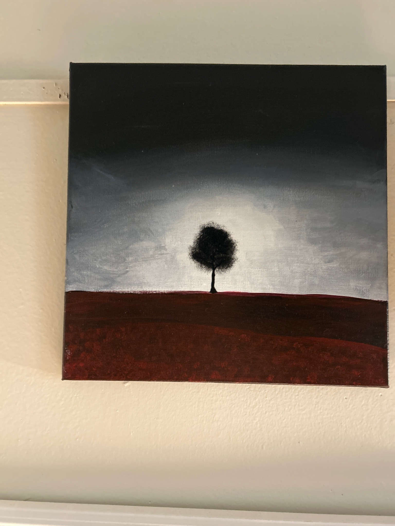Contemporary Minimalist Tree Silhouette Landscape Painting