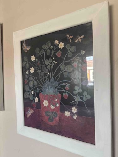 Framed Botanical Still Life Art Print of Wild Strawberries