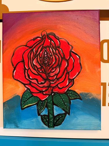 Vulva Rose Acrylic Painting