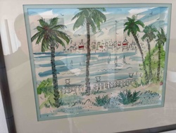 Coastal Landscape Watercolor Painting by Holley