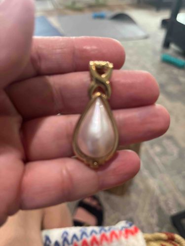 Teardrop Faux Pearl Pendant with Gold-Tone Bail